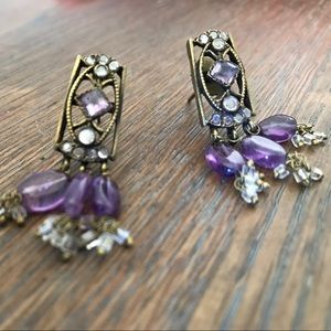 Antique finish purple earrings