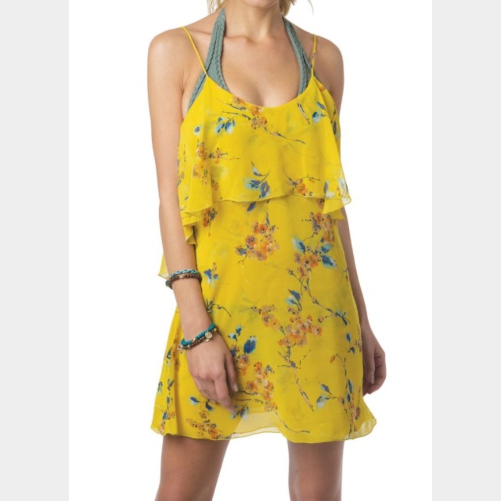 Yellow Low Back Summer Dress Size Small