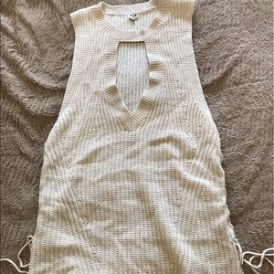 Cream, long knit shirt