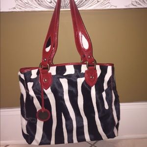Claudine Firenze zebra purse with red leather