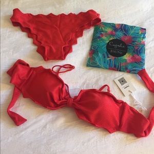 Cupshe Red Scallop Bikini Size L