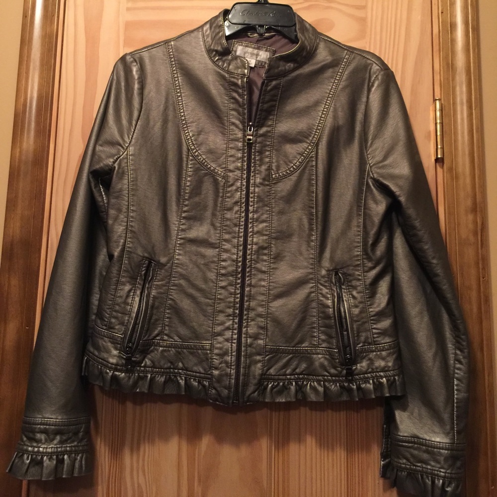 NWOT Dressbarn Pleather Grey Jacket Size Med!!!