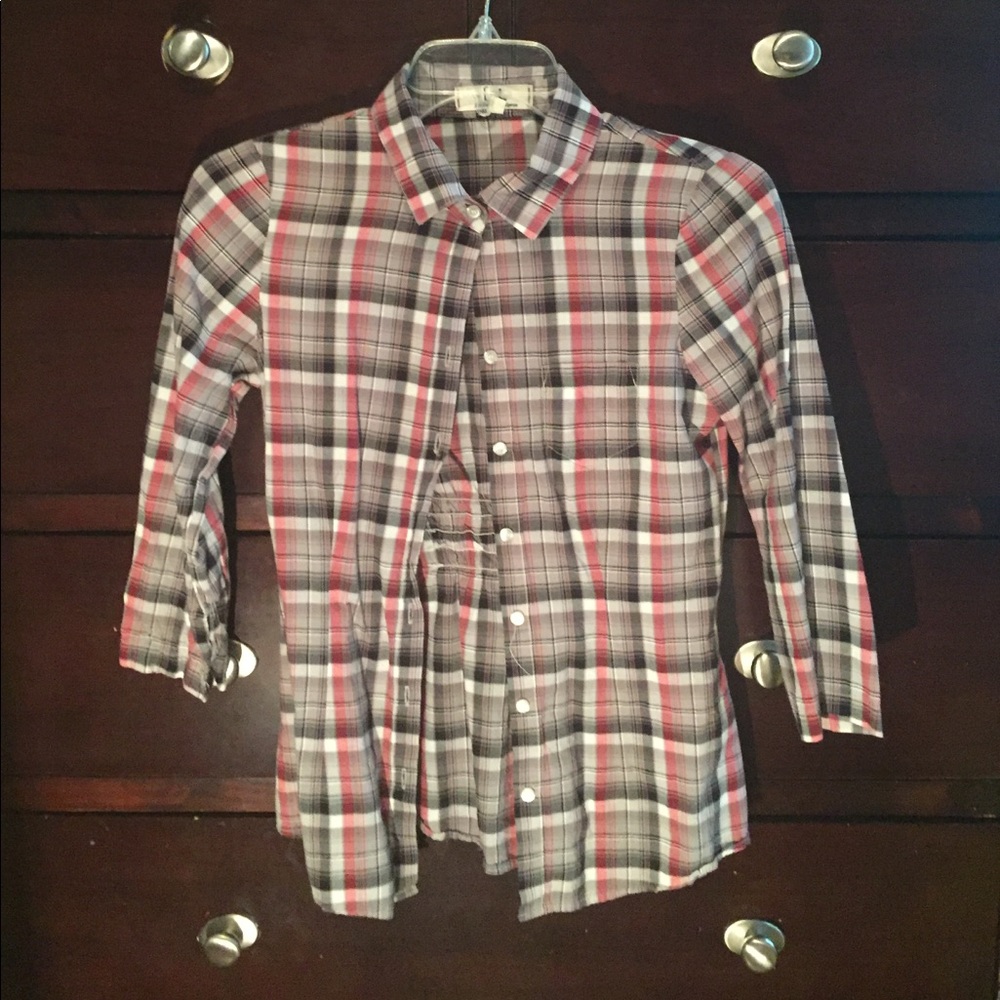 Cute Button down Plaid Blouse
