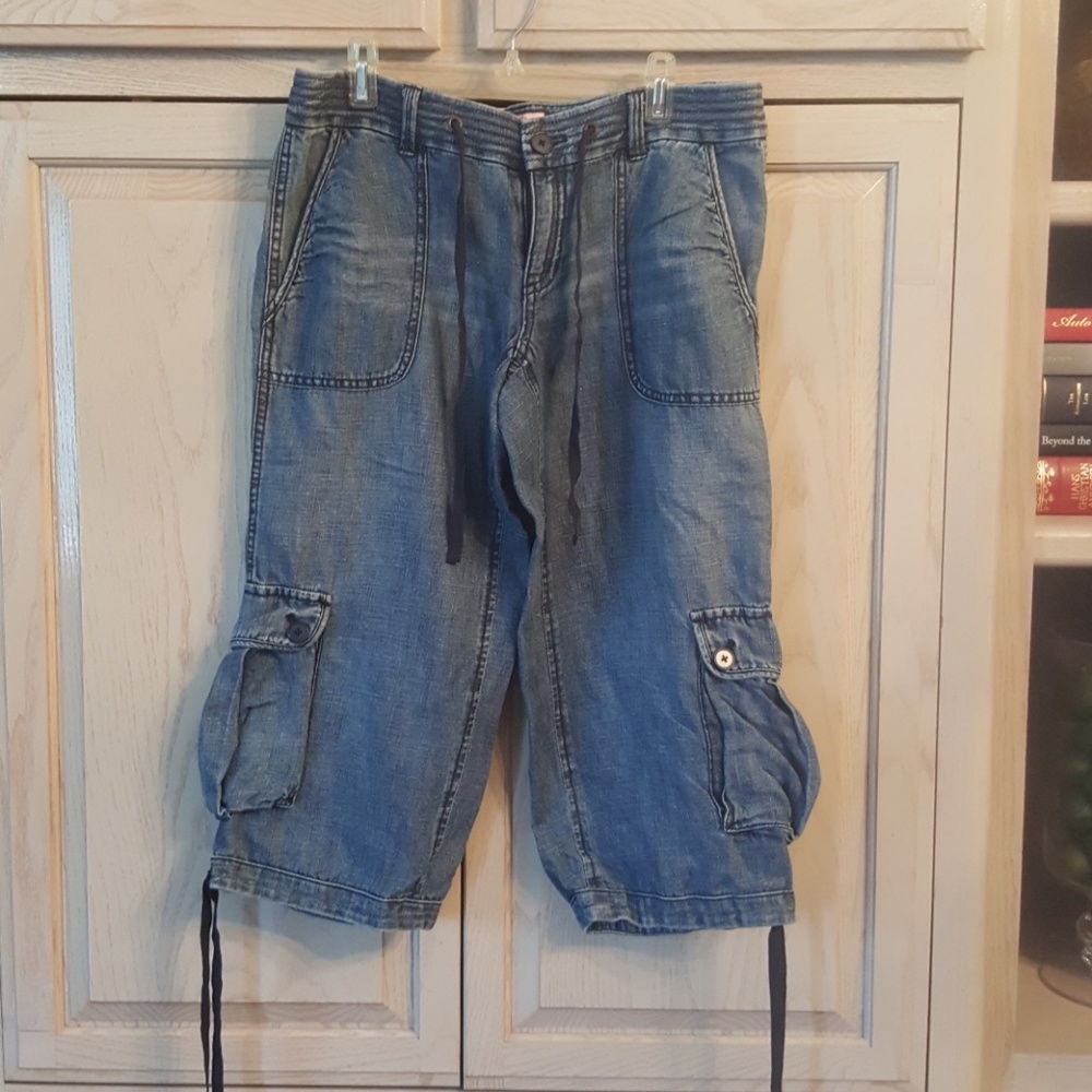 NWOT Juicy Couture Denim Drawstring Bermudas