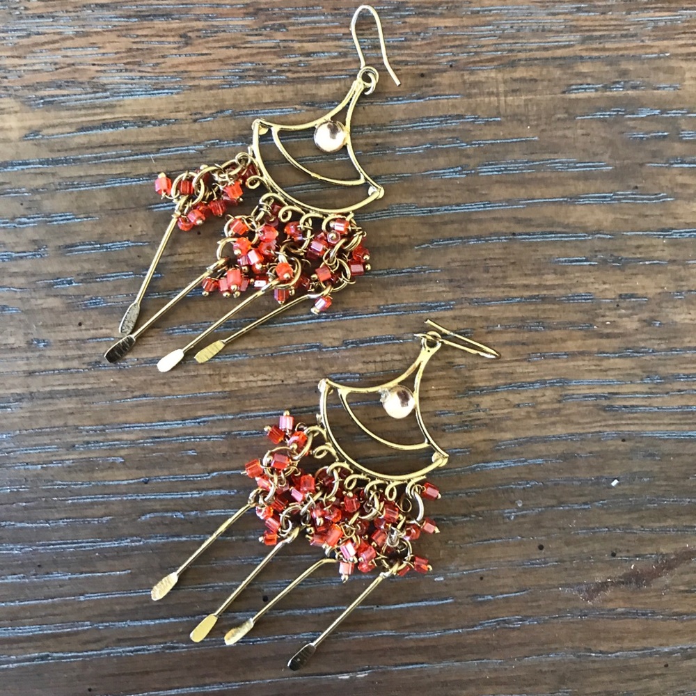 Orange beaded earrings