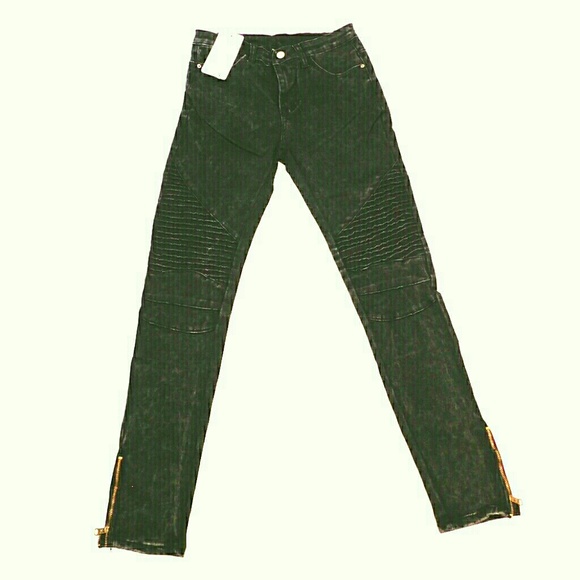 LAST PAIR-REDUCED BLACK ZIP MOTO SKNY JEANS - Picture 3 of 7