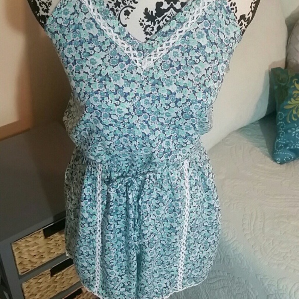 Blue floral romper