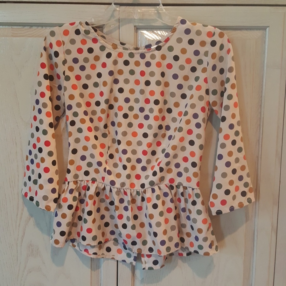 XS Polka Dot Peplum Top