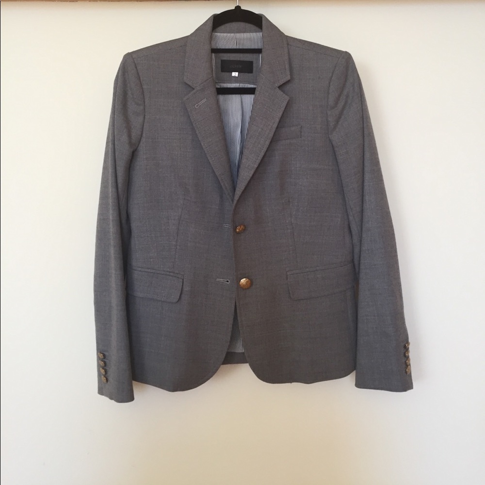 J.Crew Grey Schoolboy Blazer Size 2 - gold buttons