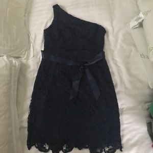 Adrianna Papell navy one shoulder dress