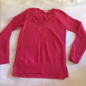 Lilly Pulitzer Embroidered V-Neck Lobster Sweater