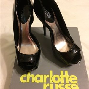 Charlotte Russ patent leather stilettos!