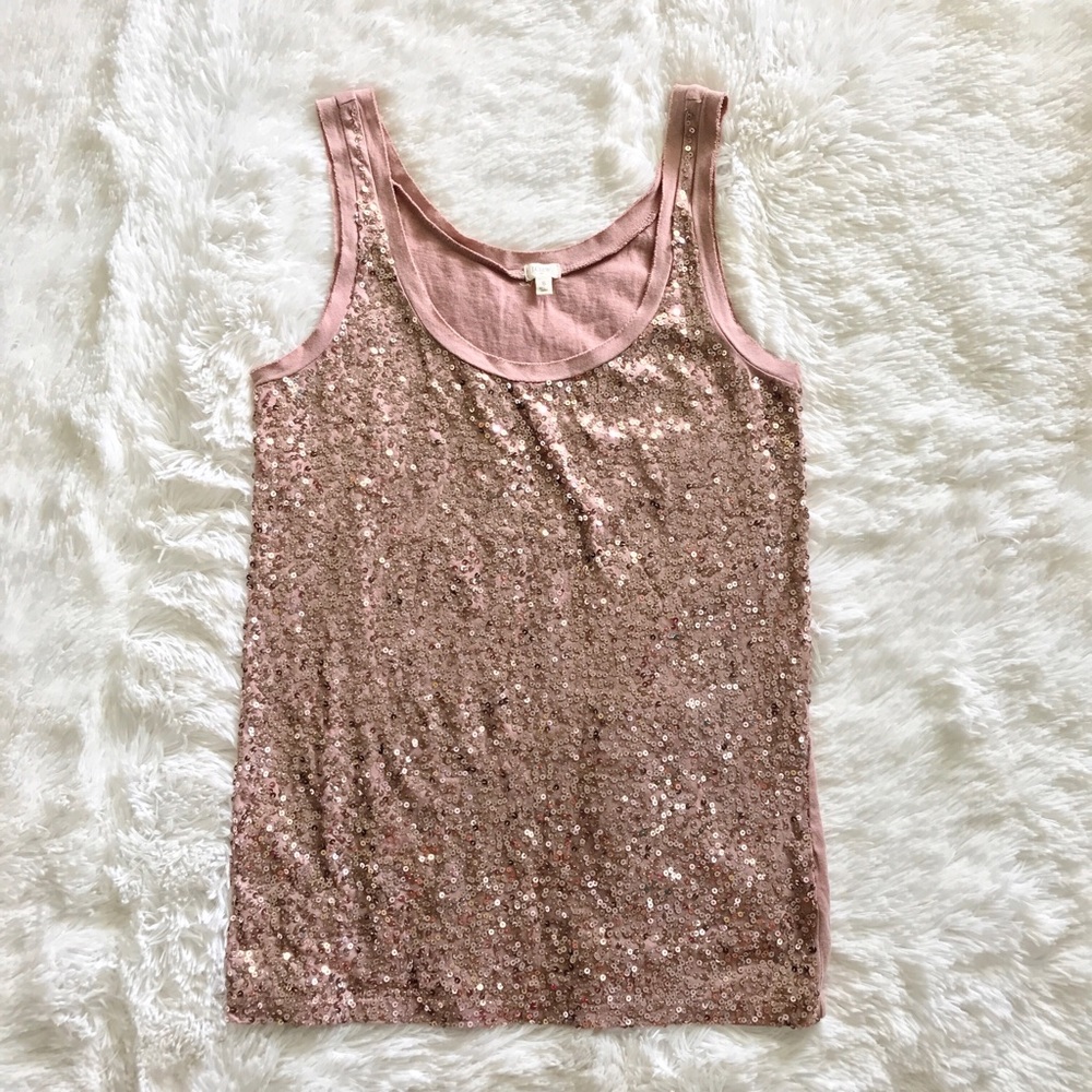 J. Crew Factory Blush Sequin Tank