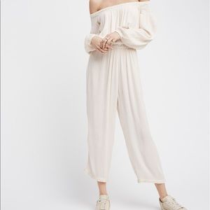Off shoulder cream free people jumpsuit