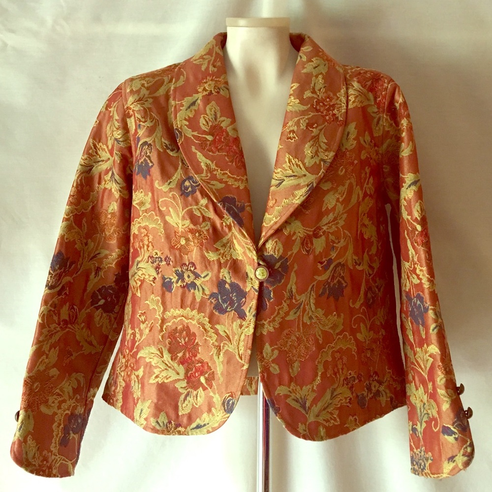 Brocade Tapestry Blazer Jacket Sz PM Autumn Salute