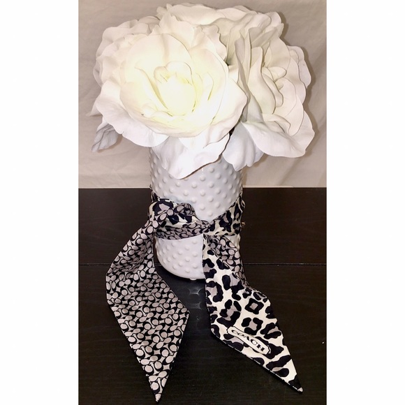 Coach Accessories - Coach Black, White & Gray Silk Scarf