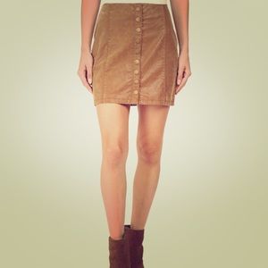 Free People Vegan Suede Mini Snap Skirt