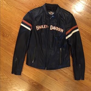 Womens Leather Vented Harley Davidson 2 Pc Jacket