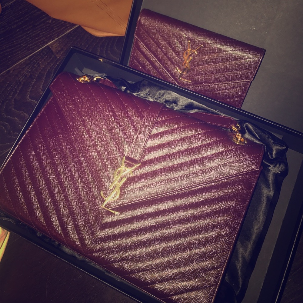 YSL chevron print purse and wallet