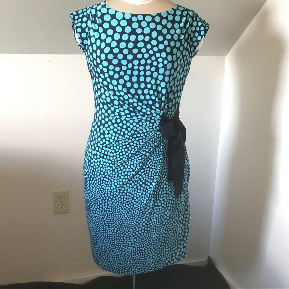 Taylor Navy and Turquoise Side Tie Dress 2