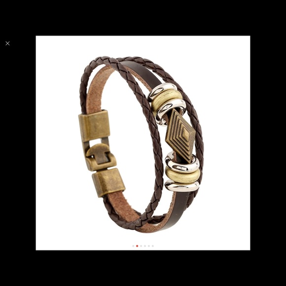 Genuine Leather Braided Antique Bronze Bracelet - Picture 2 of 6