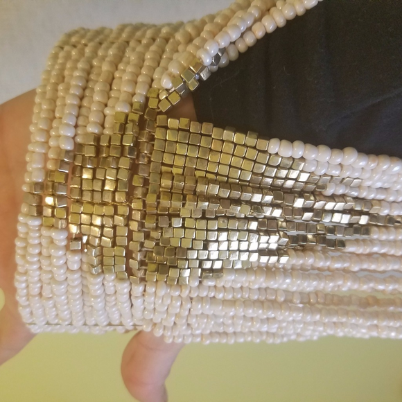 NWOT Gold & Ivory Color Boho Choker - Picture 2 of 4