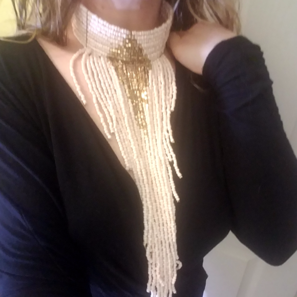 NWOT Gold & Ivory Color Boho Choker - Picture 4 of 4