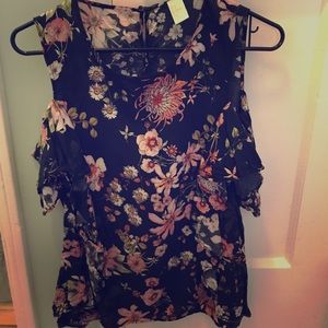 Cold shoulder floral shirt