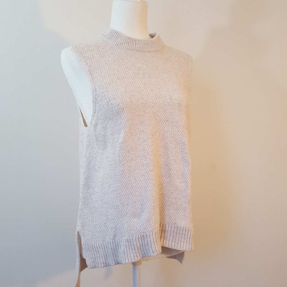 Lou & Grey White Knit Hi-lo Sleeveless Sweater