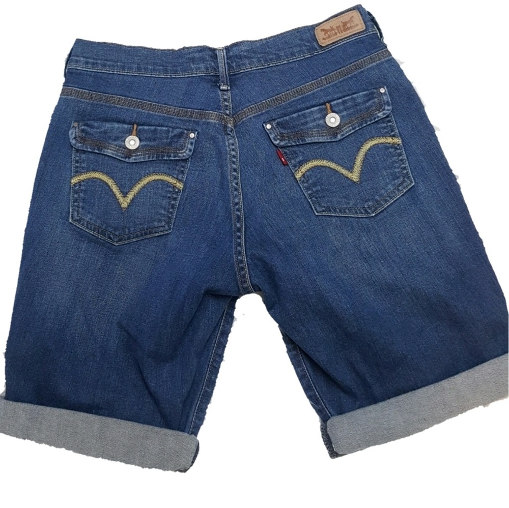 LEVI'S rolled hem button back stretch denim shorts