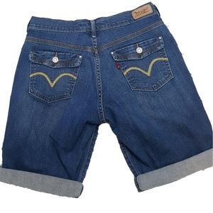 LEVI'S rolled hem button back stretch denim shorts