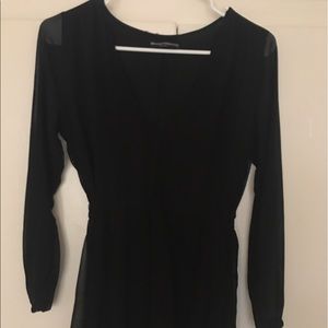 Brandy Melville V- Neck Black long sleeve dress
