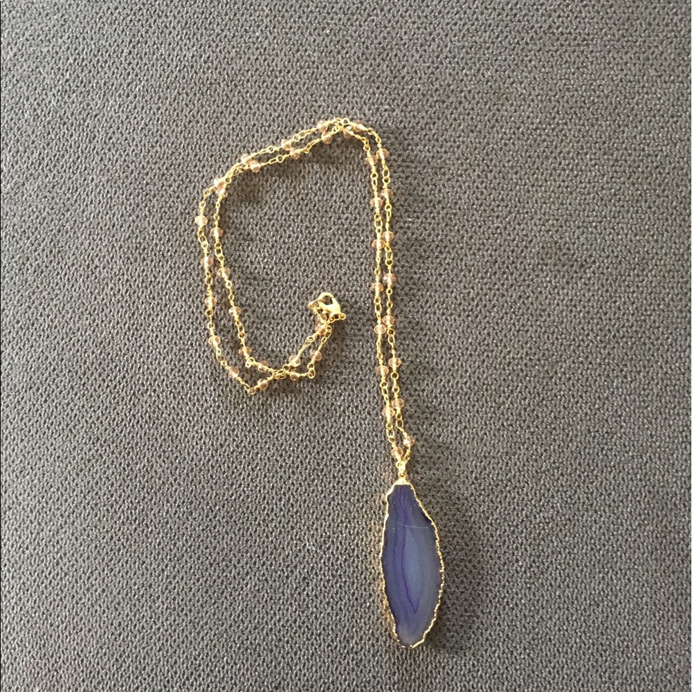 Geode Slice Necklace--long