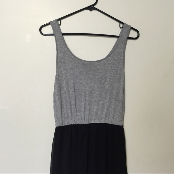 Black and gray maxi dress w sheer overlay skirt - Picture 2 of 4