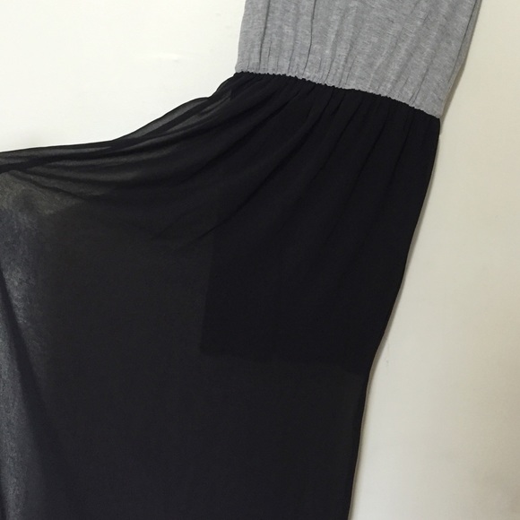 Black and gray maxi dress w sheer overlay skirt - Picture 3 of 4