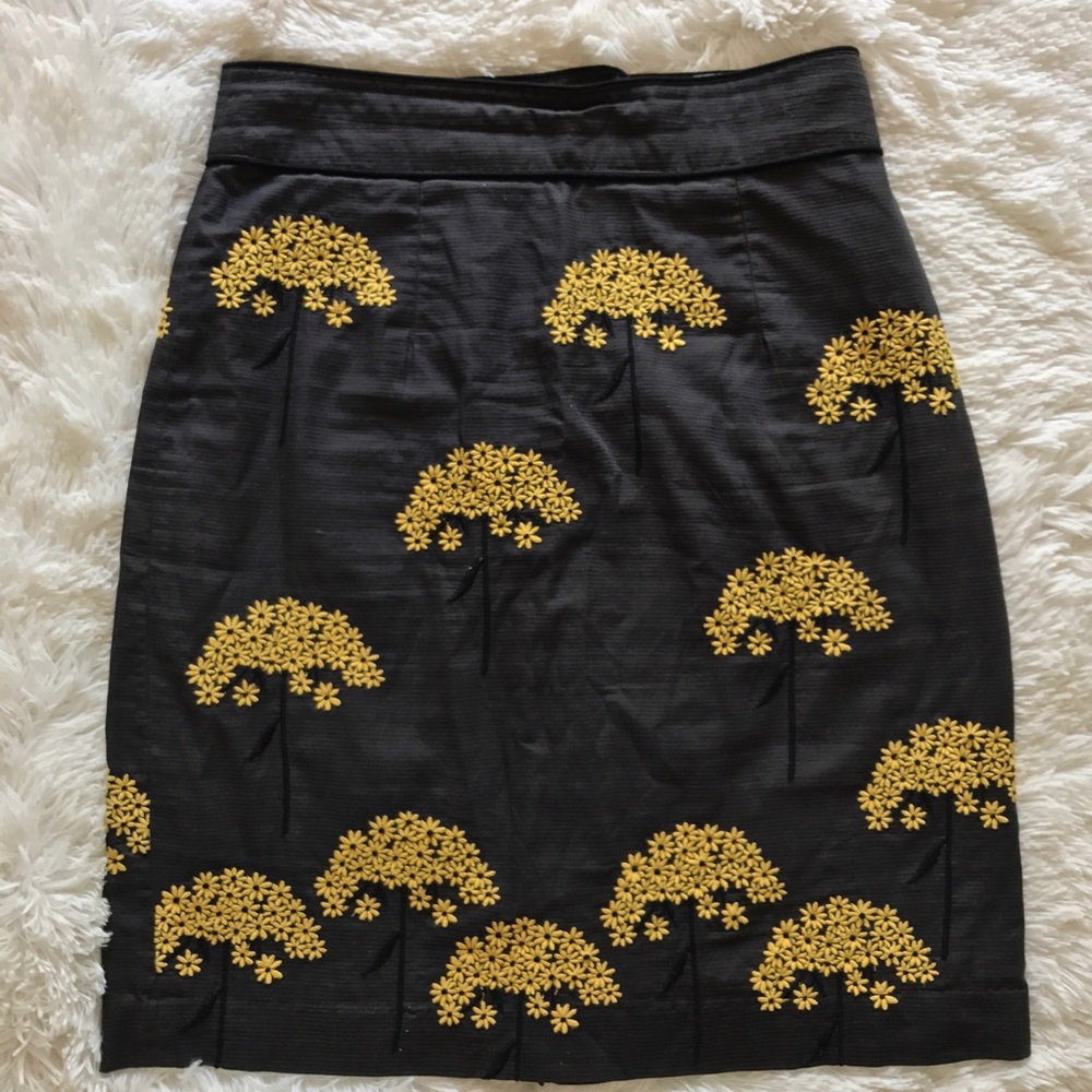 Floreat by Anthropologie Embroidered Fennel Skirt