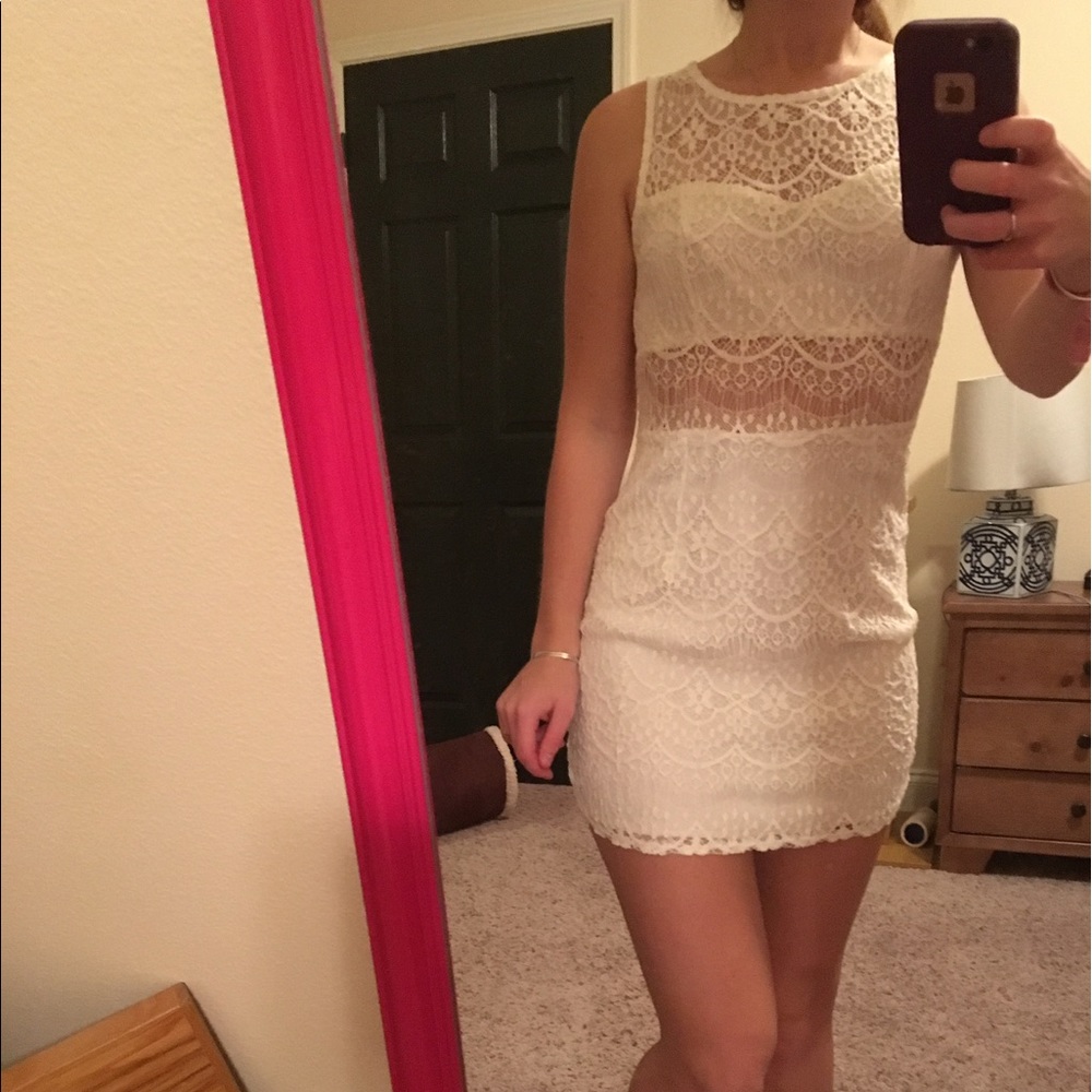 White Lace Body Con Dress