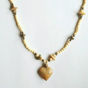 Beachy Cream Stone Heart Necklace