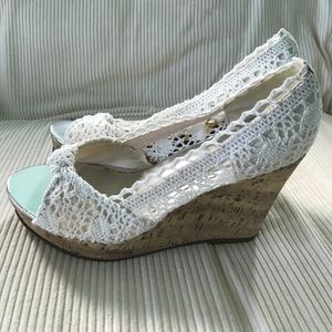 Wet Seal White Lace Heels