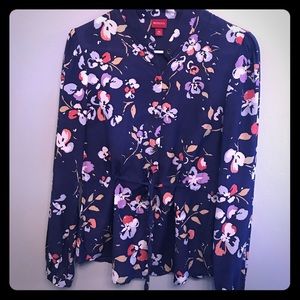 Women's Navy Floral Blouse