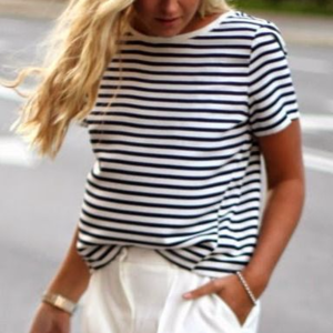 striped t-shirt, boat neck, Ann Taylor, cotton