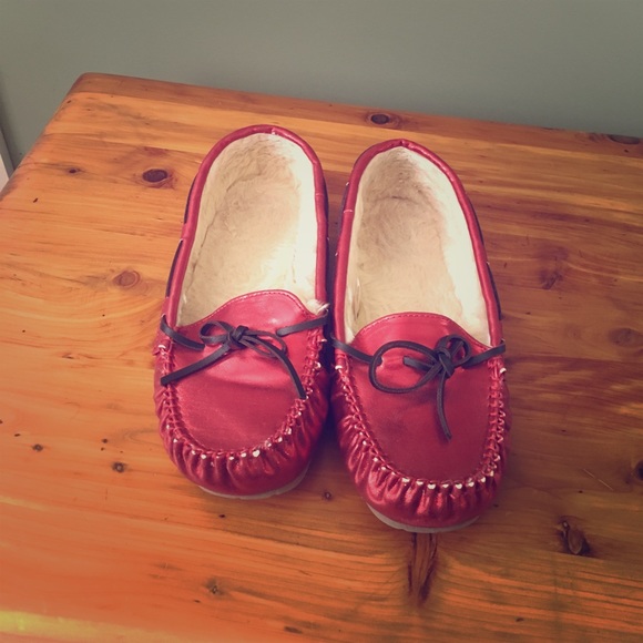 Shoes - Red Metallic slippers size 9