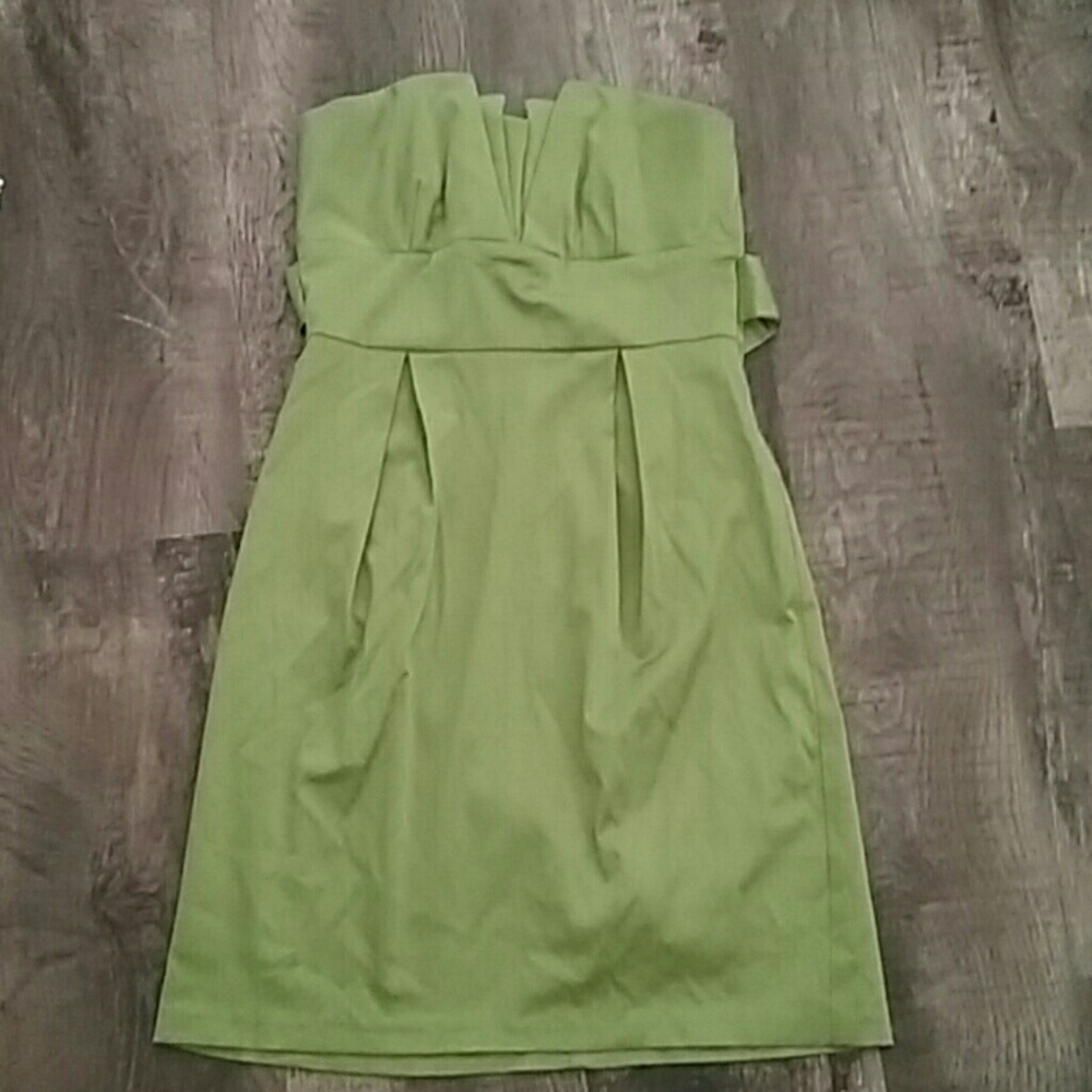 Green strapples dress