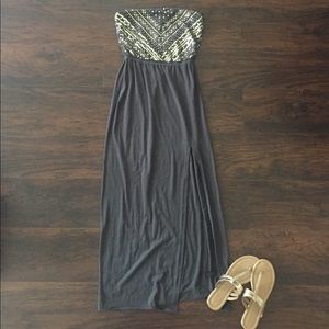 Gray Maxi Dress with Gold Sequins