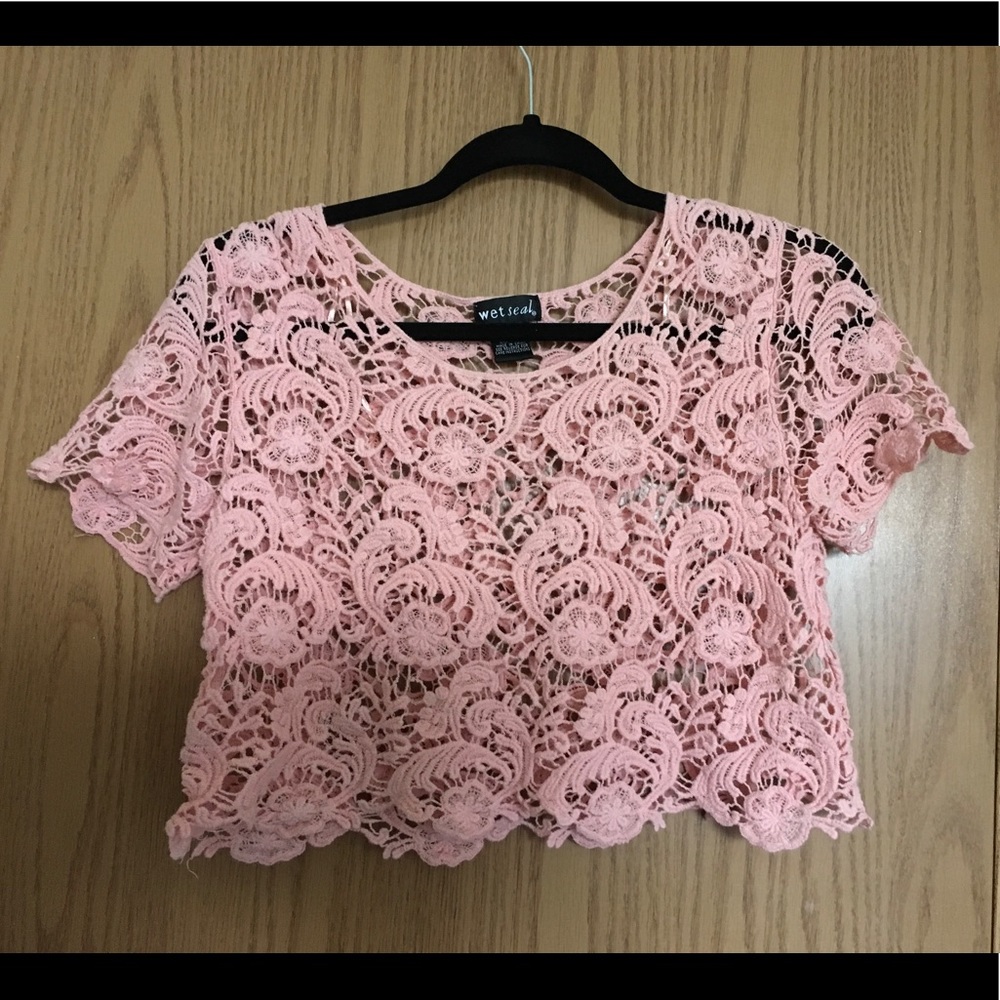 Floral lace crop top