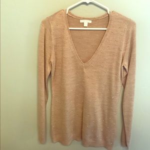 Women's Tan Sweater Gold Embelishment