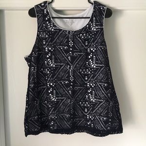 Chico's Crochet Tank Top Lined Boho Blouse Lace