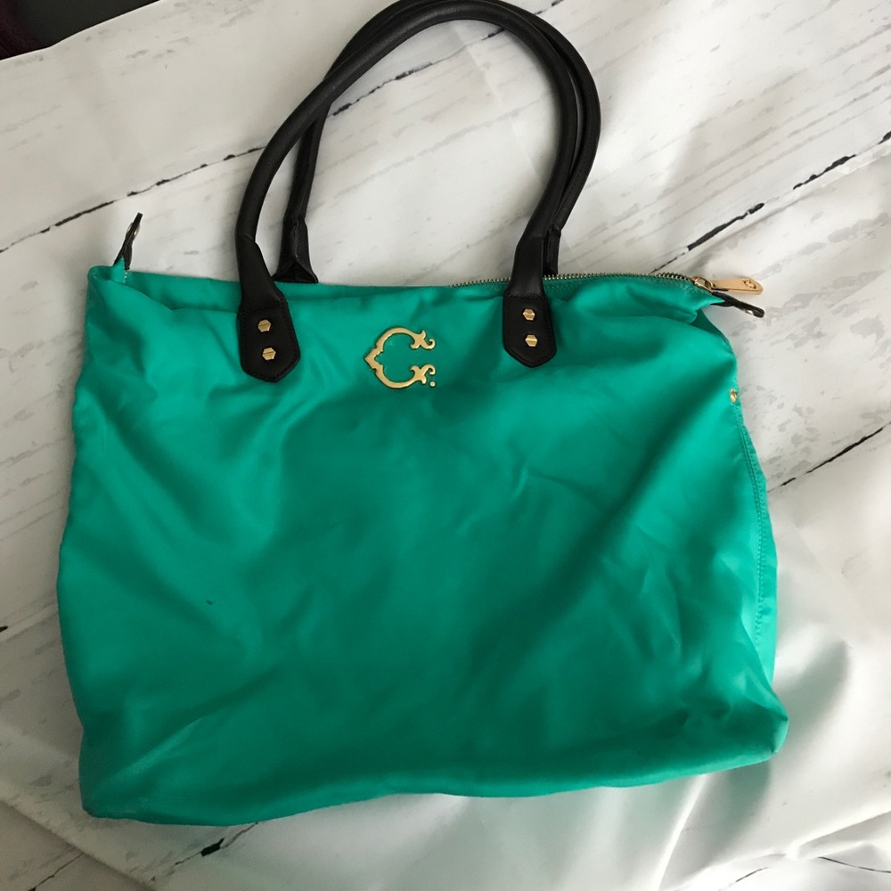 C wonder teal tote nylon leather
