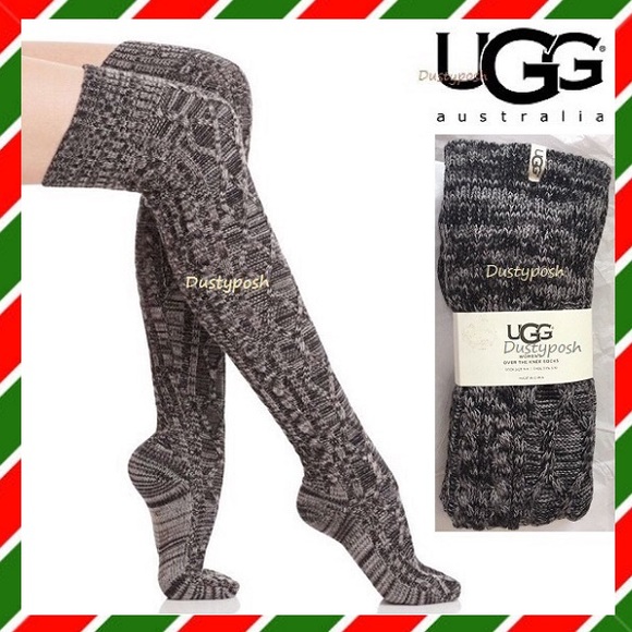 Host Pick UGG Cable Knit Over The Knee Socks OTK Oatmeal Thigh High Boot Long - Picture 7 of 9
