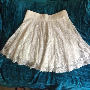 Hollister white lace skirt